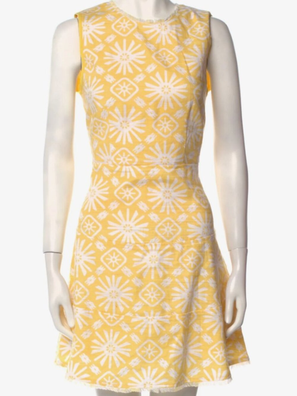 Sail to Sable Yellow & White Floral Sleeveless Fit-and-Flare Dress